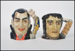 Two Royal Doulton large character jugs , Count Dracula D7053, jug of the year 1997. Measures: 19cm