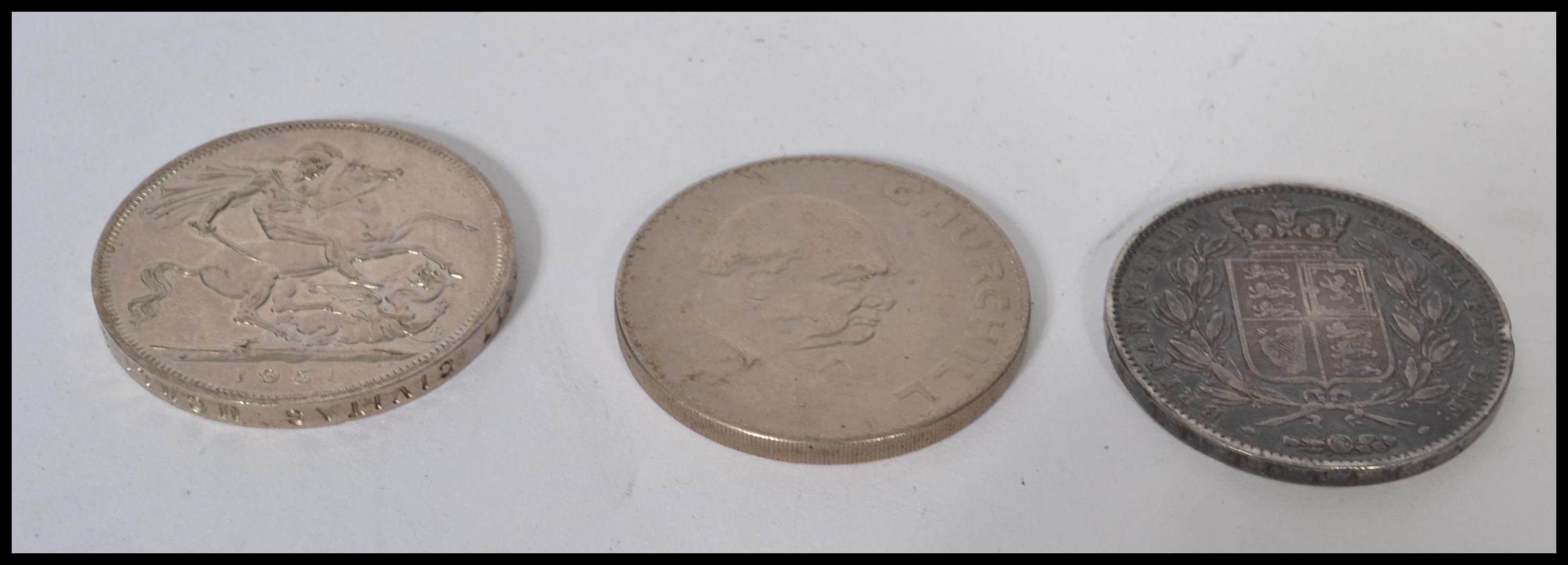 A first half of the 19th century young Victoria bust silver crown dating to 1845 together with a - Image 2 of 3