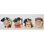 A collection of Royal Doulton character jugs entitled ' Long John Silver ' D6335 , ' Capt Henry