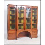 A Victorian 19th century mahogany large library bookcase cabinet raised on a plinth  base with a