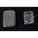 Two silver hallmarked vesta match cases. One being a 19th century Victorian example bearing