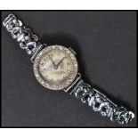 A vintage 20th century ladies 18ct white gold marcasite diamond ladies wrist watch, fitted with a