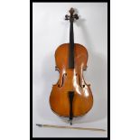 A 20th century Romanian made for Stentor Cello, Stentor student II cello with bow. Measures 114 cm