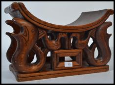 An early 20th century African Duala Tribe Cameroon wood carved throne / prestige stool carved with