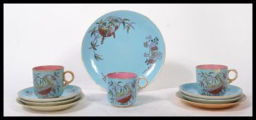 A 19th century Victorian Chinoiserie Aesthetic movement part tea service having Asiatic floral