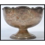 A large silver hallmarked footed bowl / table centrepiece by Josiah Williams & Co (David