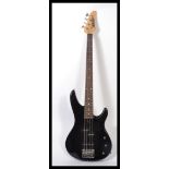 A Yamaha electric Bass guitar RBX-350 model. Black body, with mother of pearl style fret inlays. 4