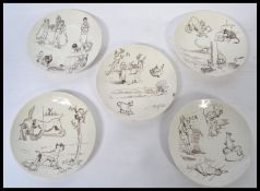 A rare set of Mintons / Minton nursery rhyme plates depicting various scenes with impressed marks to