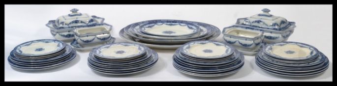 An early 20th century Sampson Hancock and Sons of Royal Corona ware extensive blue and white ceramic