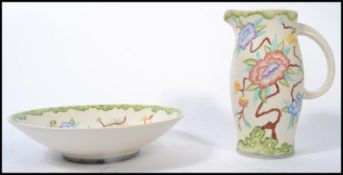 A decorative 1930's ' Chinese Rose ' pattern jug and bowl set by HJ Wood Ltd England. Each being