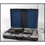 A vintage retro 20th century portable cased record player stereo / radiogram by Prinz. Designed to
