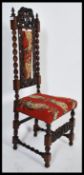 A good Victorian barley twist oak Carolean revival hall chair. The chair raised on barleytwist