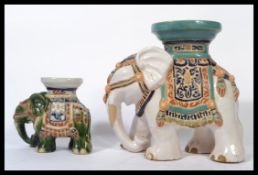 A 20th century Ceramic Plant Stand / stool in the form of an Asian / Indian Elephant together with a