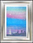 A Rolf  Harris limited edition framed and glazed print entitled ' Fishermen by Moonlight  ' 145/195,