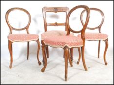 A harlequin set of Victorian dining chairs to include 2 kidney backs, 2 balloon backs and a
