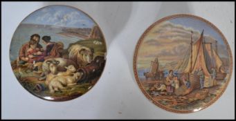 Two 19th century Victorian Prattware lids and pots
