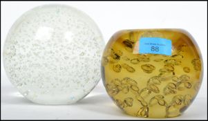 Two large 20th century studio art glass bubble con