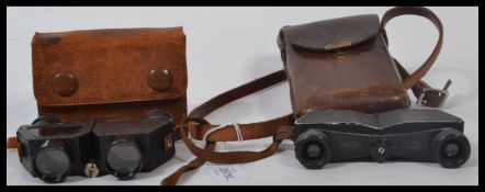 A pair of vintage  Carl Zeiss Telita pair of miniature binoculars in a leather case  circa 1930's