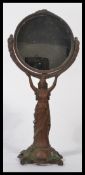 A 19th century copper / bronze Greek Classical style table mirror. The column in the form of a