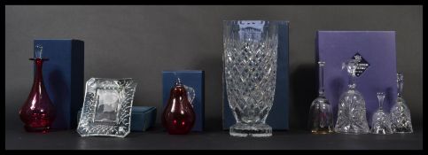 A collection of 20th century glass and cut glass crystal to include Edinburgh Crystal, a boxed