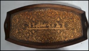 An early 20th century Sorrento ware burl wood tray
