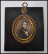 A 19th century Georgian portrait painting miniature on ivory of a gentleman named Abel Clifton Set