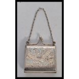 A sterling silver 925 stamped novelty stamp case / pill box in the form of a ladies purse with