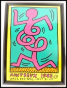 KEITH HARING. A good 17th MontreuxJazz Festival poster, 1983, silkscreen lithograph print with green