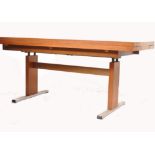 An unusual 1970's / 20th century teak wood metamorphic wind up coffee occasional table / dining
