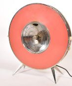 A retro mid century Sputnik Atomic Sofono electric heater of circular form having red enamel sides