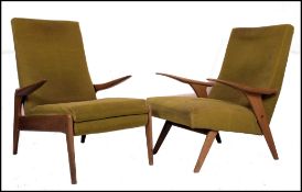 Greaves and Thomas - Lido range - A pair of mid century teak wood armchairs in the manner of