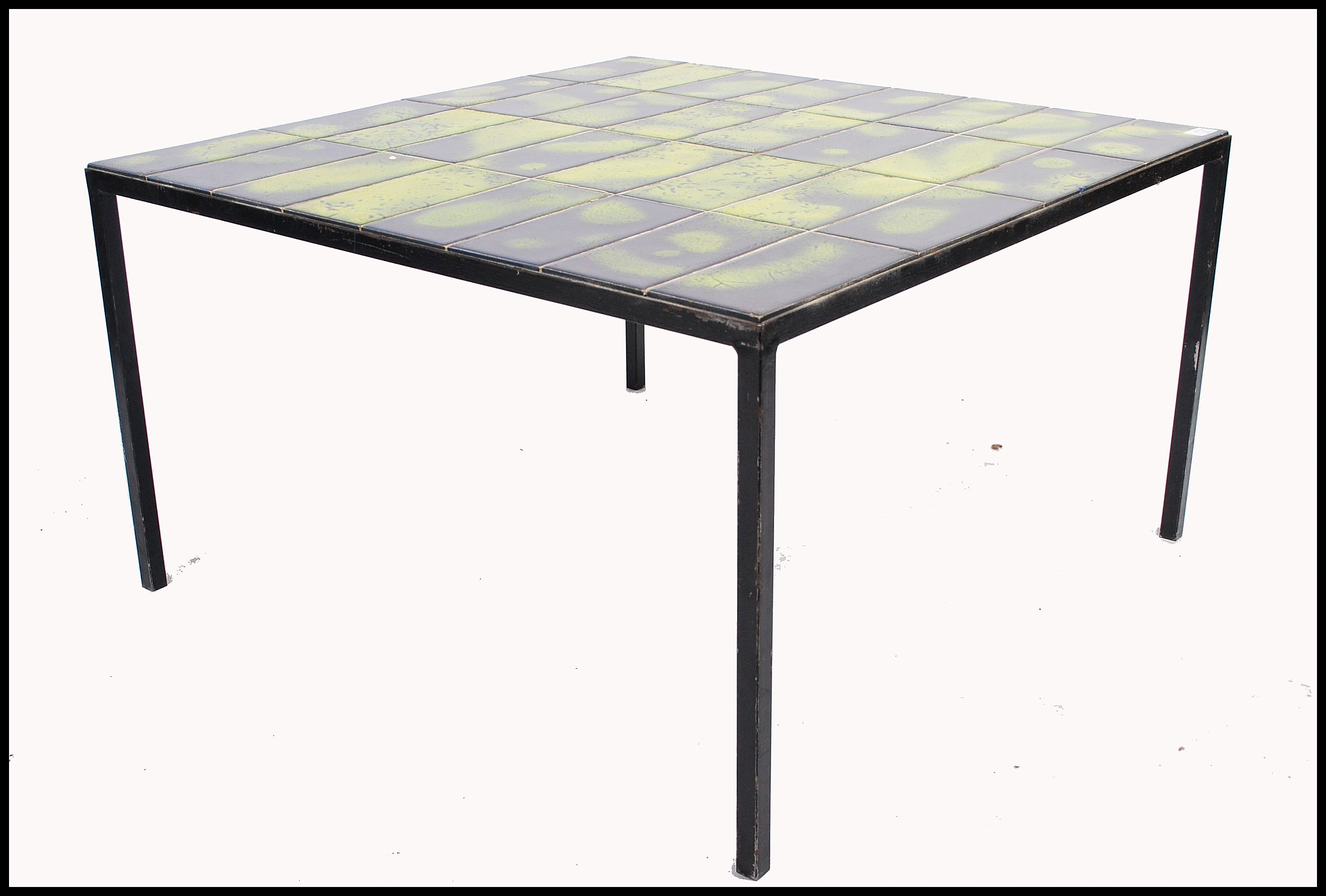 A superb 1970's / retro 20th century tile top square coffee / occasional  table. A large table