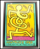 KEITH HARING. A good 17th Montreux Jazz Festival poster, 1983, silkscreen lithograph print with