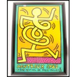 KEITH HARING. A good 17th Montreux Jazz Festival poster, 1983, silkscreen lithograph print with