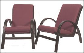 A superb pair of 1930's  lounge chairs / armchairs. Each with black lacquered frames and new