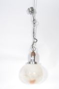 A vintage retro 20th century 1960's hanging shaped spherical pendant glass ceiling light having a