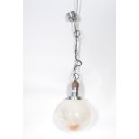 A vintage retro 20th century 1960's hanging shaped spherical pendant glass ceiling light having a