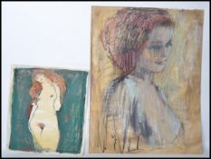 Michael Coote pastel  Titled ' Laura ' of a semi clad female, signed to corner. Measures 72cm high x