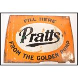 A large vintage 20th century Pratts ' Fill Here from the Golden Pump ' large enamel sign by