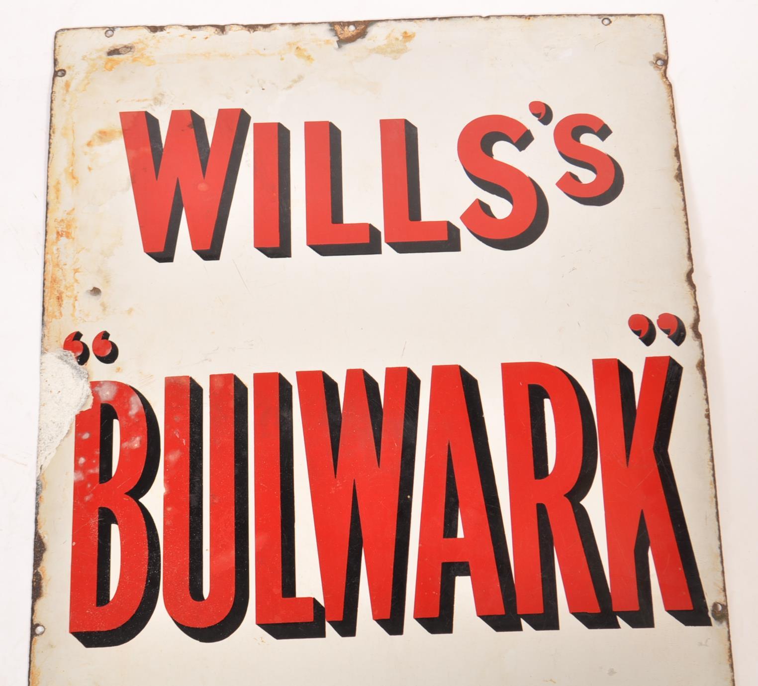 An early 20th century Industrial shop enamel advertising sign for Will's Bulwark Cut Plug Tobacco. - Image 4 of 5