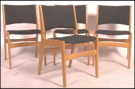 A good set of mid century 1960's dining chairs. Solid oak frames and with new upholstery. In very