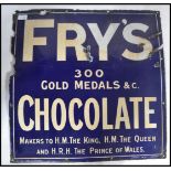 An early 20th century Fry's Chocolate enamel industrial advertising sign with notation for 300