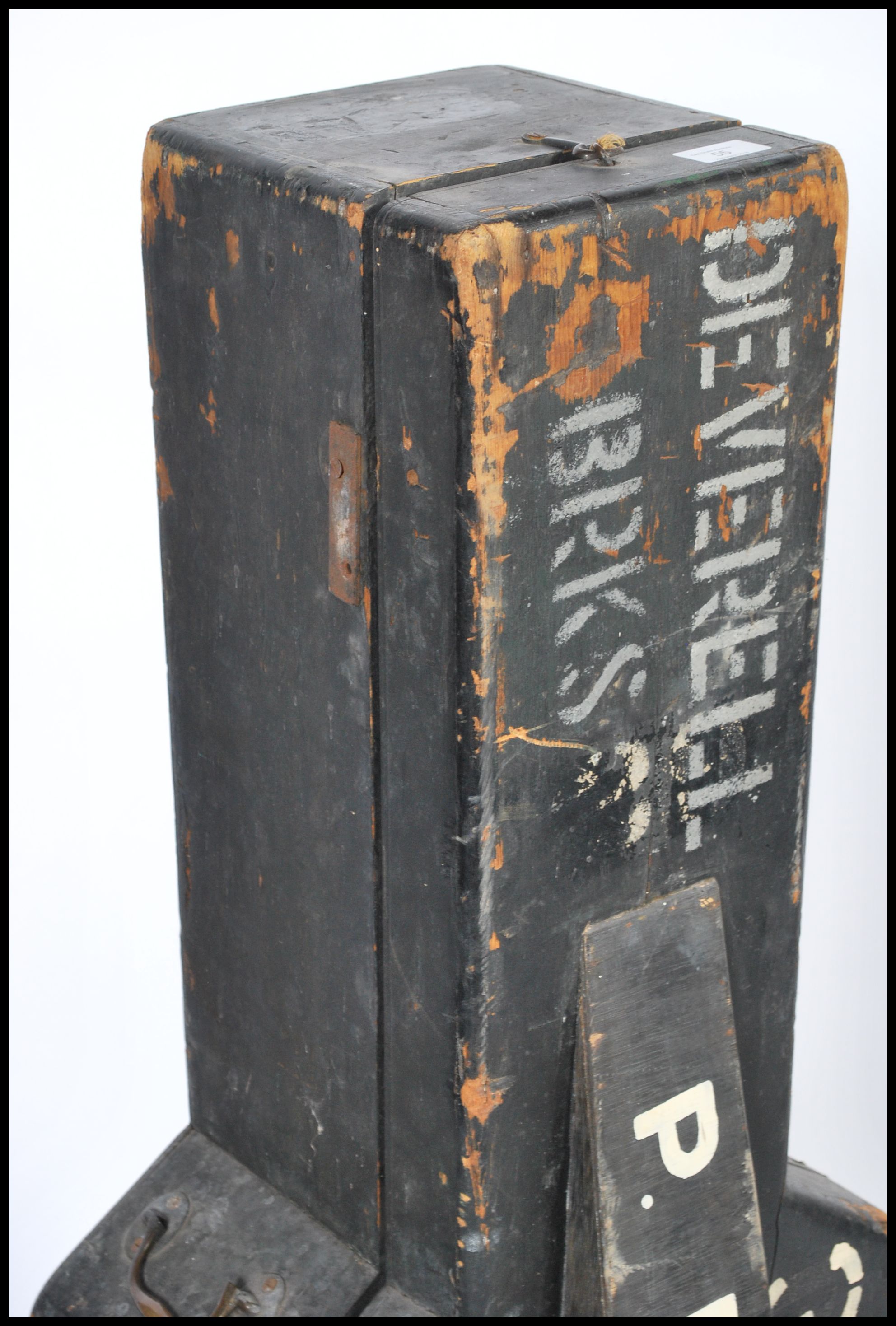 A decorative unusual early 20th century wooden cello case of ebonised finish having a lined - Image 5 of 8