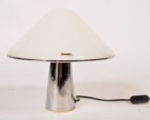 An original retro 20th century 1970's iGuzzini ' Baobob ' table lamp of mushroom form, the white