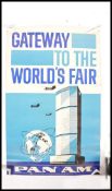 An original 1960's / 1970's travel poster for Pan Am Airlines - Gateway to the World's Fair. Printed