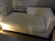 A 20th century BB Italia chaise longue day bed sofa of low, wide and deep form being upholstered