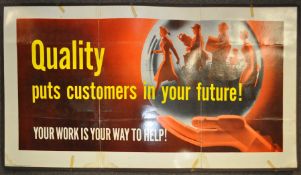 A mid century American advertising poster ' Quality Puts Customers In Your Future! Your Work is Your