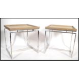 A modern pair of  industrial / modernist designed coffee / side tables in the manner of Merrow