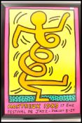 KEITH HARING. A good 17th Montreux Jazz Festival poster, 1983, silkscreen lithograph print with