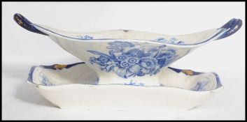 A 19th century Heathcote blue and white ceramic ta